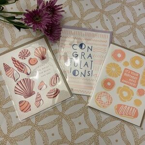 Three Greeting Cards: Birthday, Congrats and Love